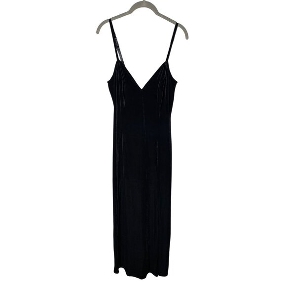 Vintage Y2k Victoria Secret Small Black Velveteen V Neck High Slit Maxi Dress - Picture 1 of 5